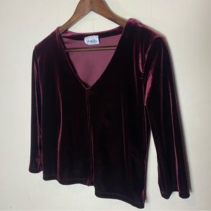 80s Vintage Red Suede Velvet Top